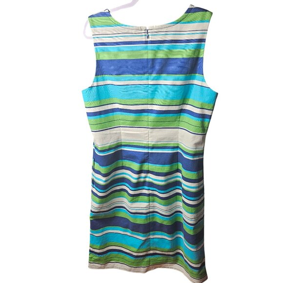 Talbots Womens Striped Sleeveless Sheath Dress Size 12 V-Neck With Back Zipper C - Picture 6 of 8
